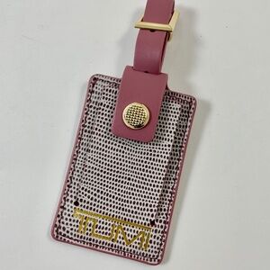 Tumi Luggage ID Hang Tag Briefcase Duffle Tag Travel Leather Pink BRAND NEW